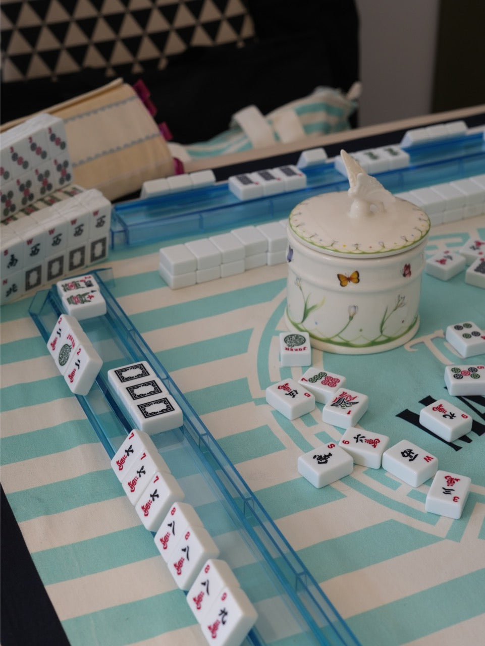 Beach Blue Printed Mahjong Mat